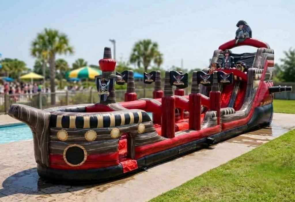 Image of Black Pearl 22ft dual lane water slide rental Chicago